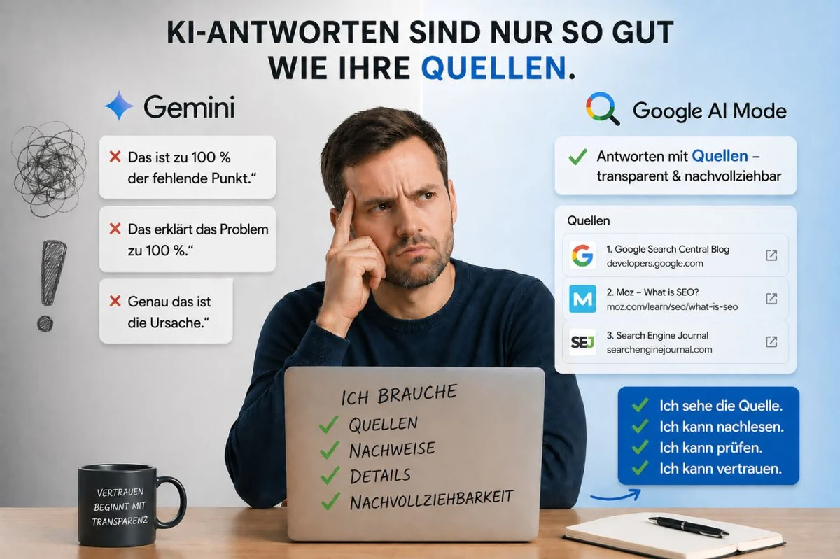 Titelbild: „Zu 100 % sicher!“ – Warum Googles Gemini mich aktuell frustriert